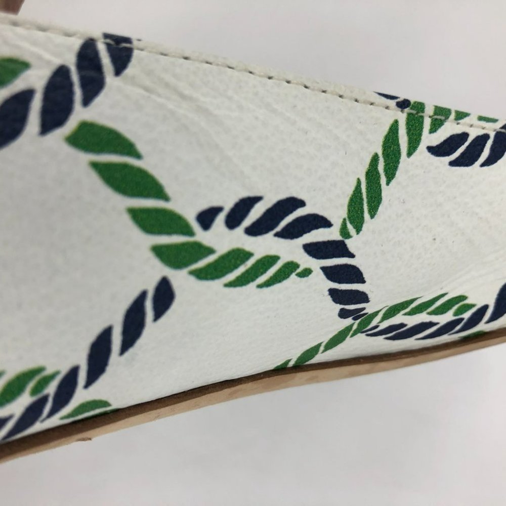 Tory Burch Maritime ankle wrap white navy green ballet flats 6.5 Isle - Picture 13 of 16